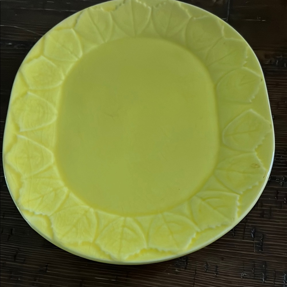 Yellow Ceramic Serveware Plate with Organic Shape